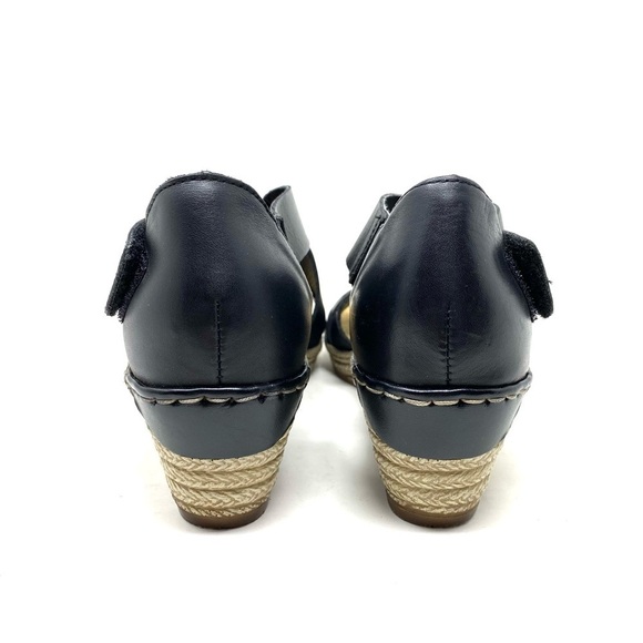 Rieker 62469-01 Fanni 69 Black Leather Wedge Sandal - Picture 6 of 8